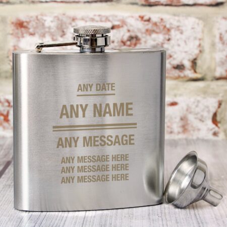 Personalised Any Message Stainless Steel Hip Flask: 5 - Hip Flasks By Gift Moments