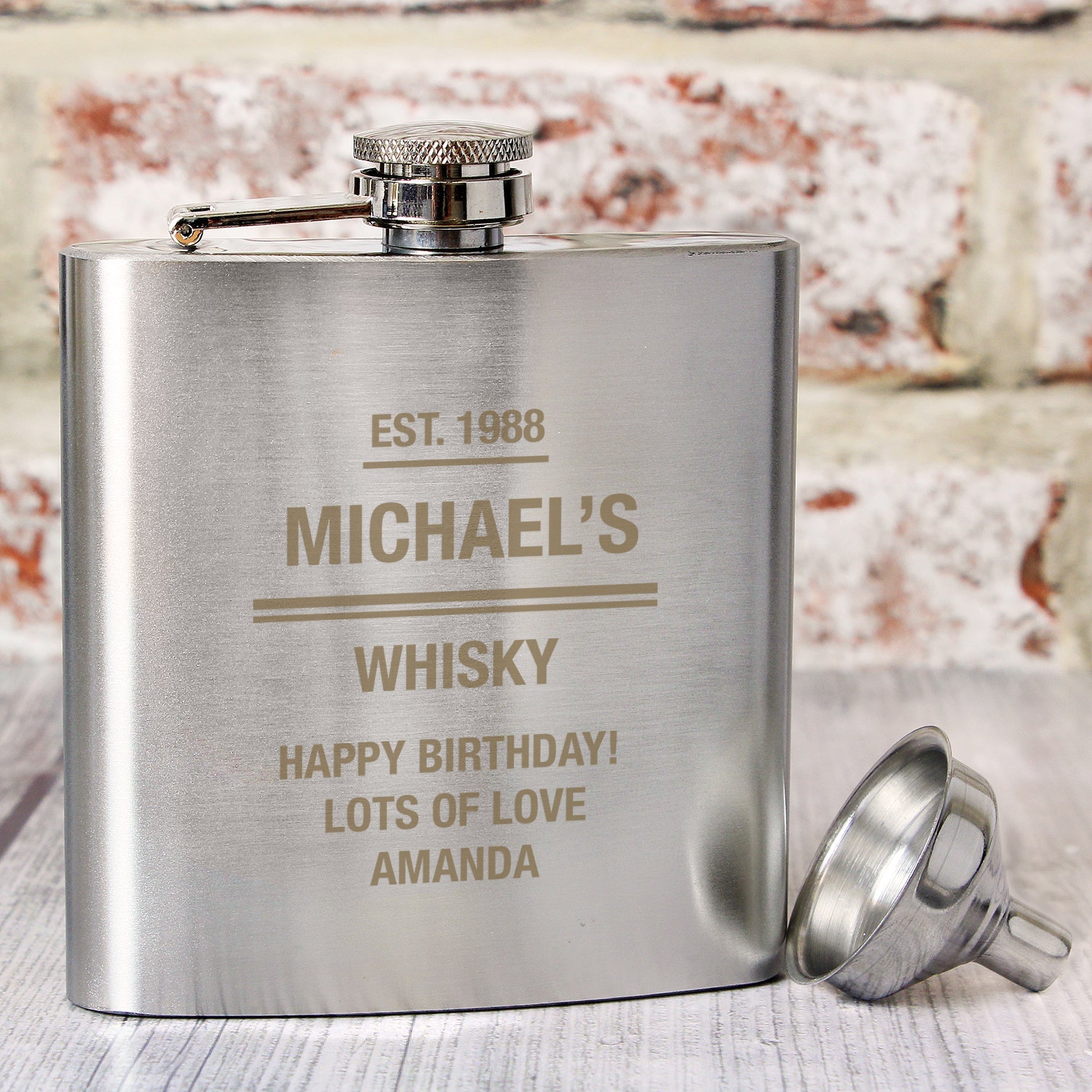 Personalised Any Message Stainless Steel Hip Flask: 1 - Hip Flasks By Gift Moments