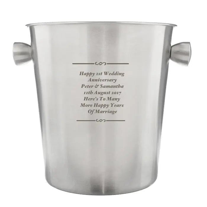 Personalised message stainless steel ice bucket
