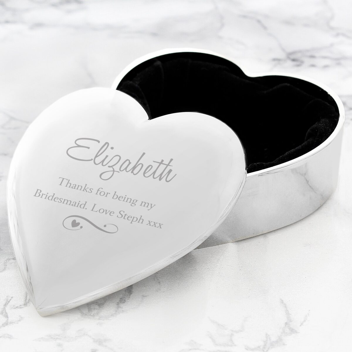 Personalised Any Message Swirls & Hearts Heart Trinket Box: 4 - Trinket Boxes By Gift Moments