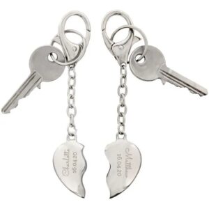 Personalised Any Message Two Hearts Keyring: 3 - Keyrings By Gift Moments