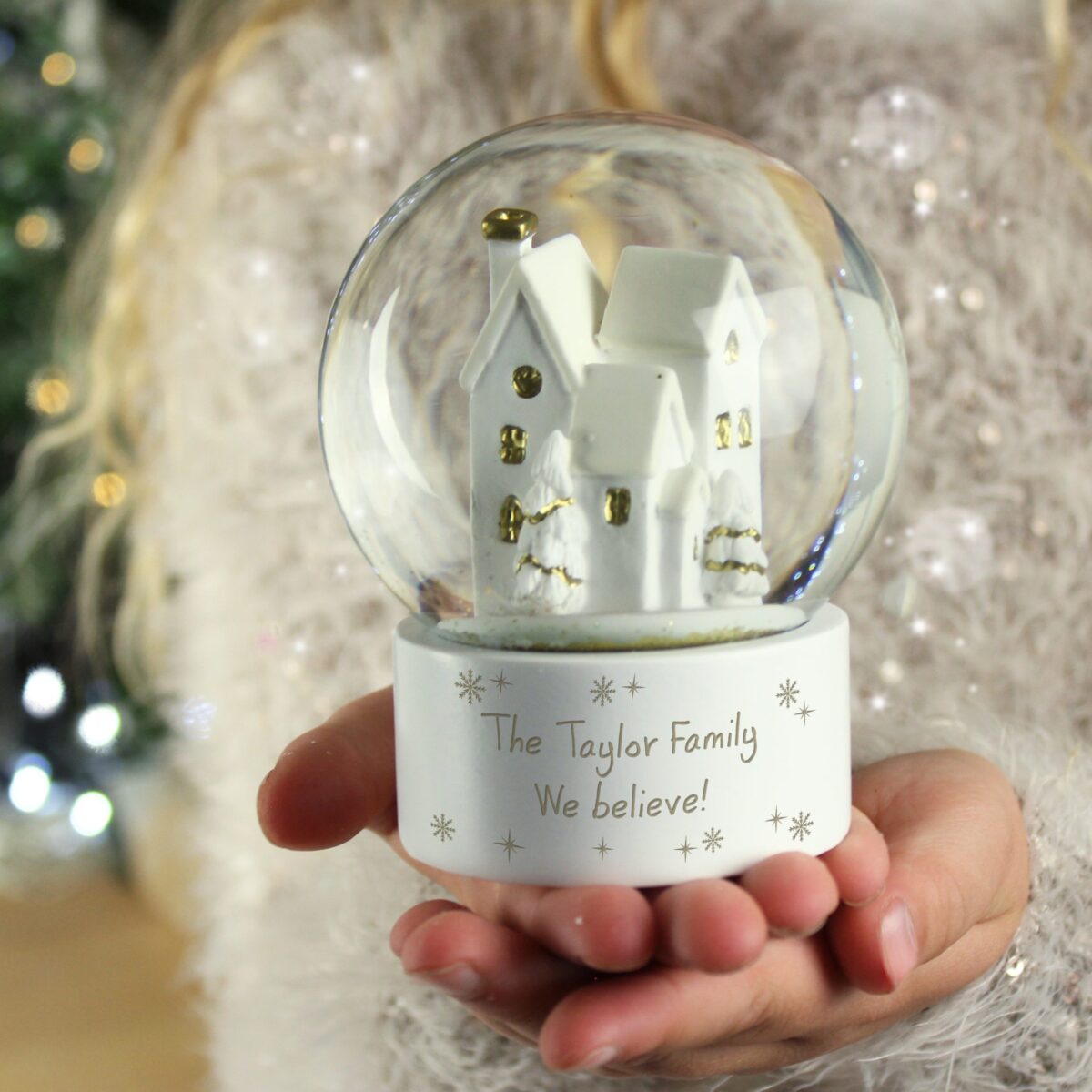 Personalised Message Village Glitter Snow Globe: 4 - Snow Globes By Gift Moments