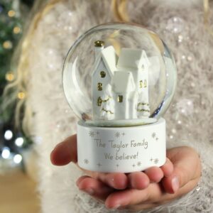 Personalised Message Village Glitter Snow Globe: 4 - Snow Globes By Gift Moments