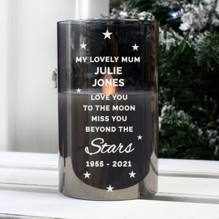 Personalised miss beyond stars smoked glass led candle