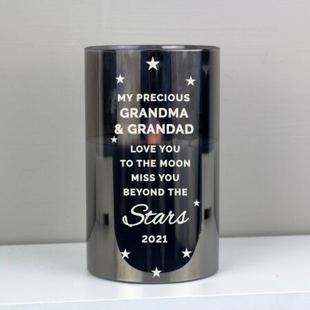 Personalised miss beyond stars smoked glass led candle