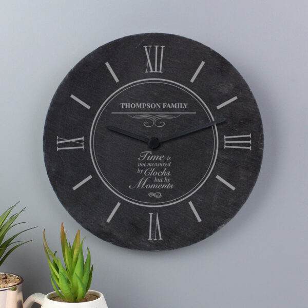 Personalised Moments Slate Clock: 2 - Clocks By Gift Moments