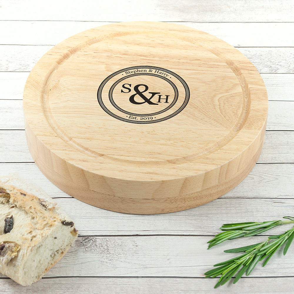 Personalised Monogram Couple Cheese Board Set: 4 - Cheese Boards By Gift Moments