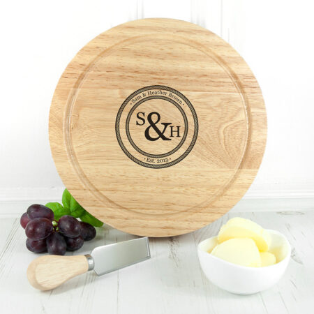 Personalised Monogram Couple Cheese Board Set: 5 - Cheese Boards By Gift Moments