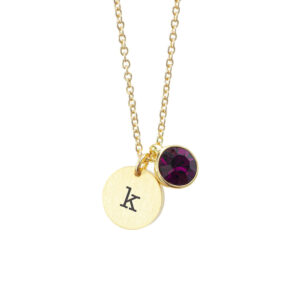 Personalised Monogram Gold Birthstone Crystal & Disc Necklaces: 23 - Necklaces By Gift Moments