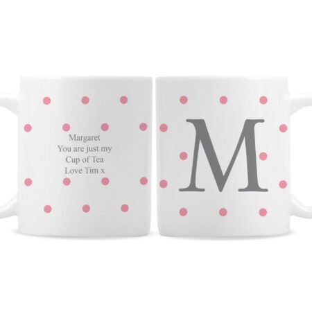 Personalised Monogram Pink Spot Mug: 2 - Mugs By Gift Moments