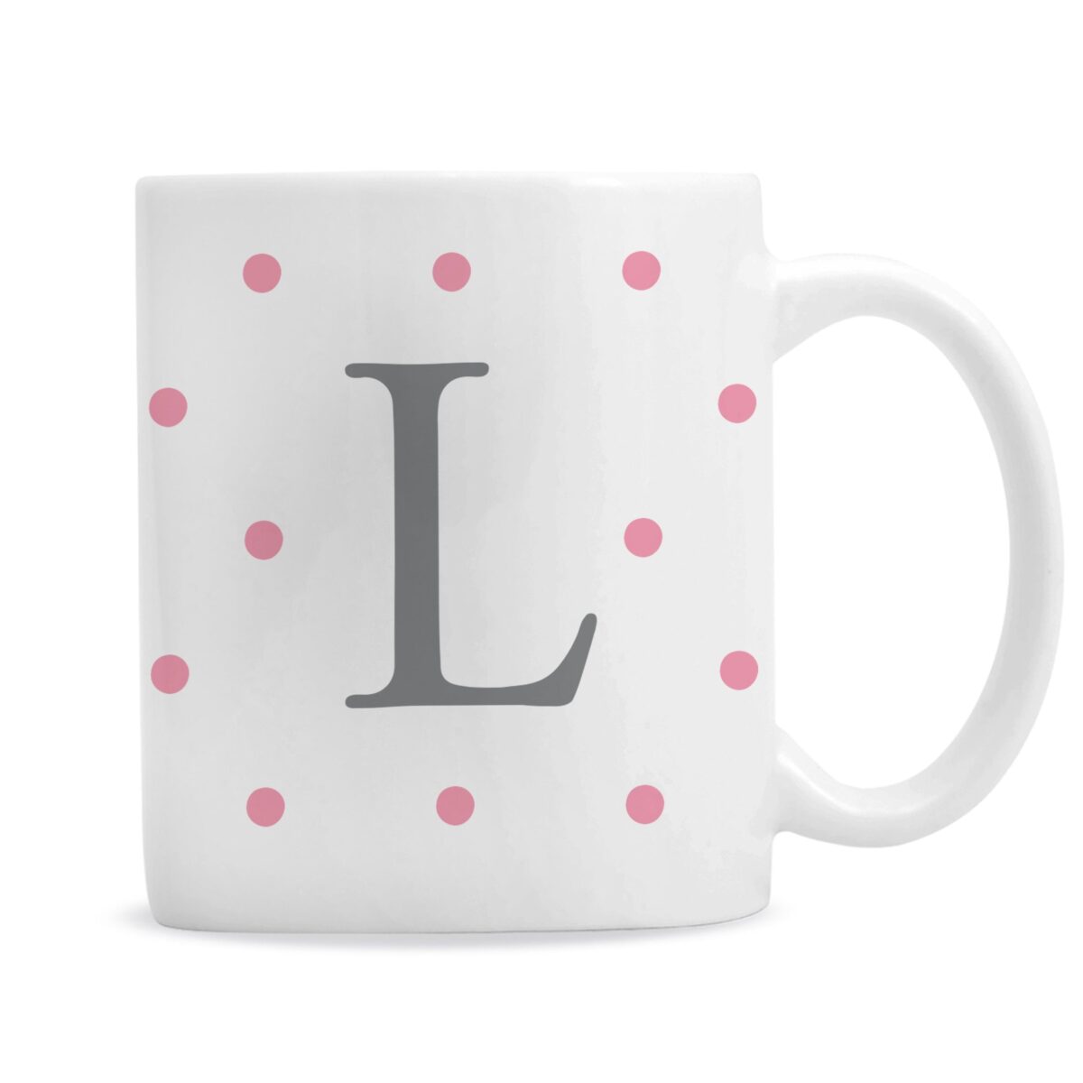 Personalised Monogram Pink Spot Mug: 5 - Mugs By Gift Moments