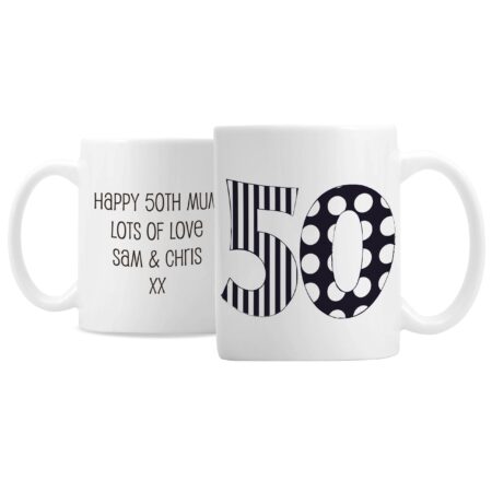 Personalised Monotone Numbers Mug: 2 - Mugs By Gift Moments