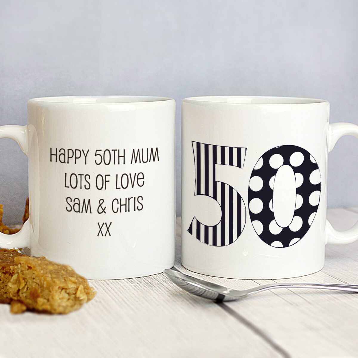 Personalised Monotone Numbers Mug: 1 - Mugs By Gift Moments