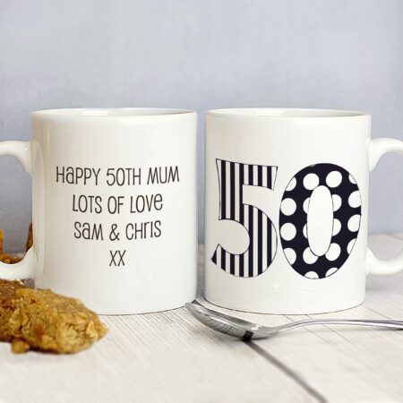 Personalised Monotone Numbers Mug: 1 - Mugs By Gift Moments