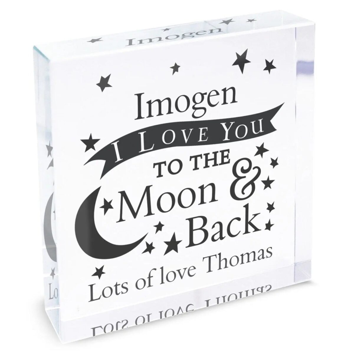 Personalised moon back crystal token
