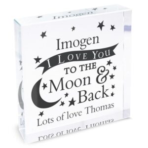 Personalised To the Moon and Back... Crystal Token: 2 - Crystal Tokens By Gift Moments
