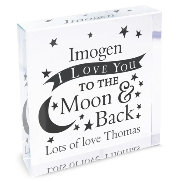 Personalised To the Moon and Back... Crystal Token: 2 - Crystal Tokens By Gift Moments