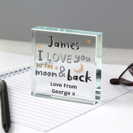 Personalised To the Moon and Back Crystal Token: 2 - Crystal Tokens By Gift Moments