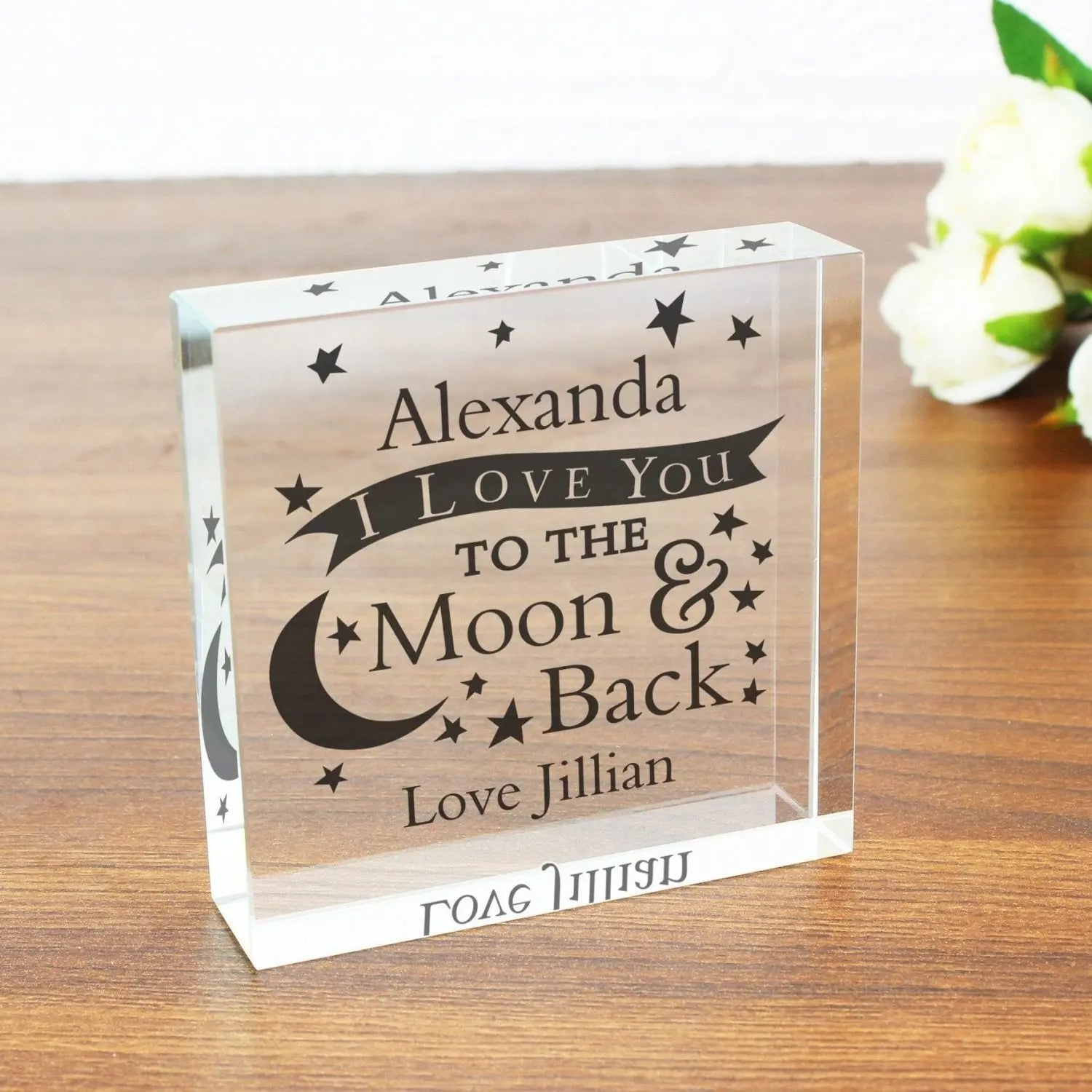 Personalised moon back crystal token