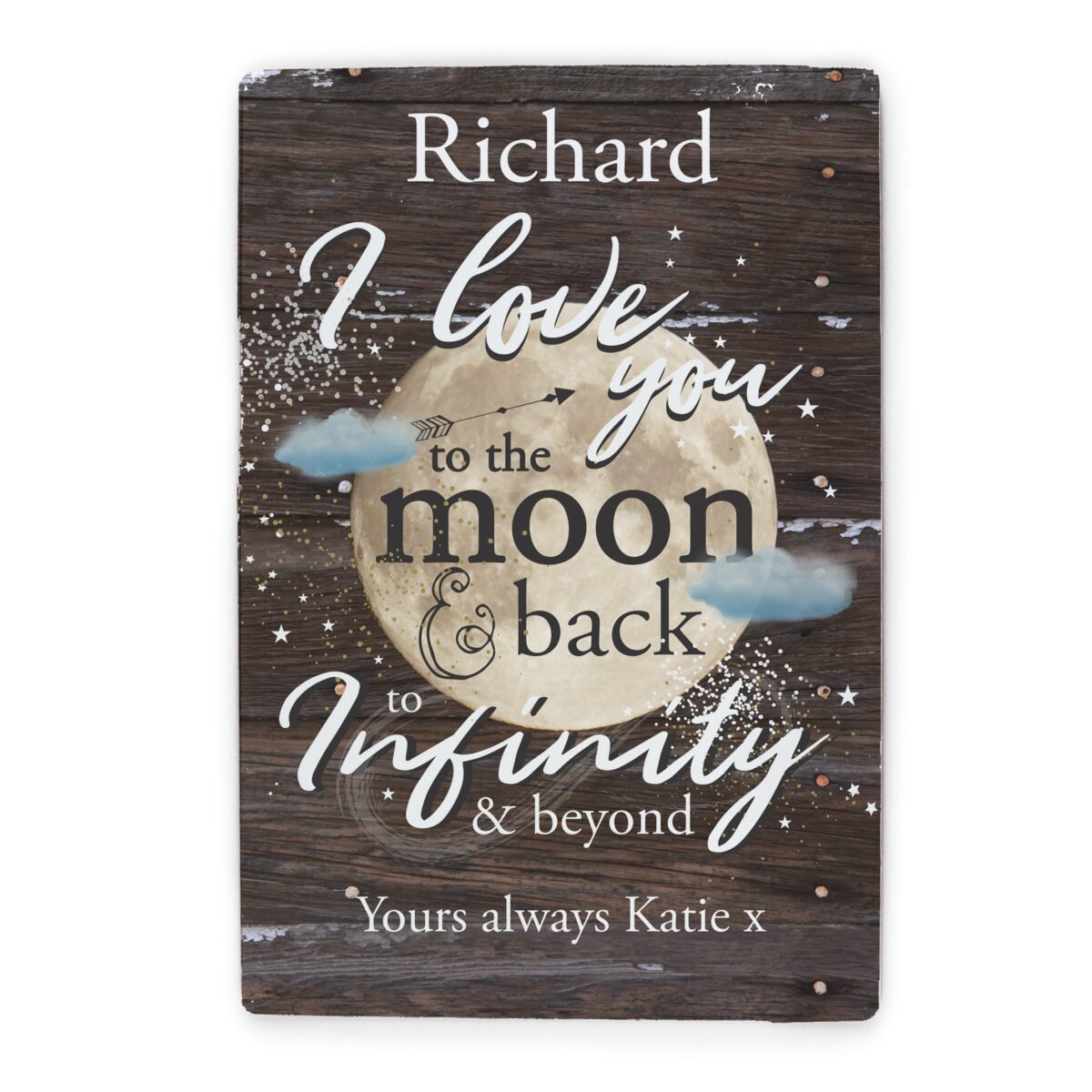 Personalised moon back metal sign