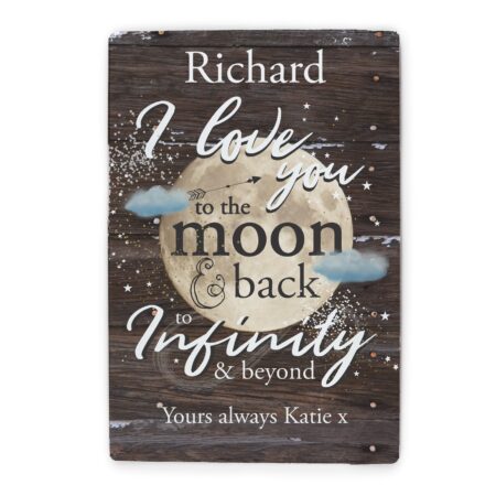 Personalised moon back metal sign