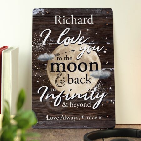 Personalised moon back metal sign
