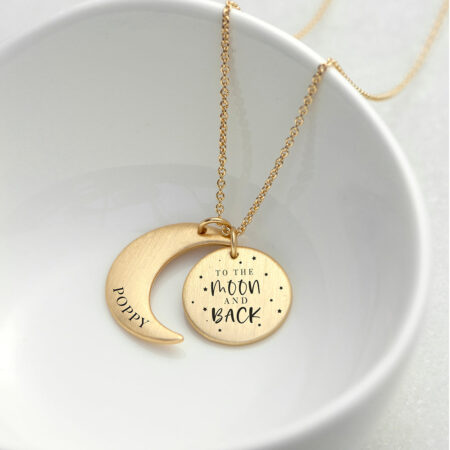 Personalised Moon & Back Necklace: 1 - Necklaces By Gift Moments