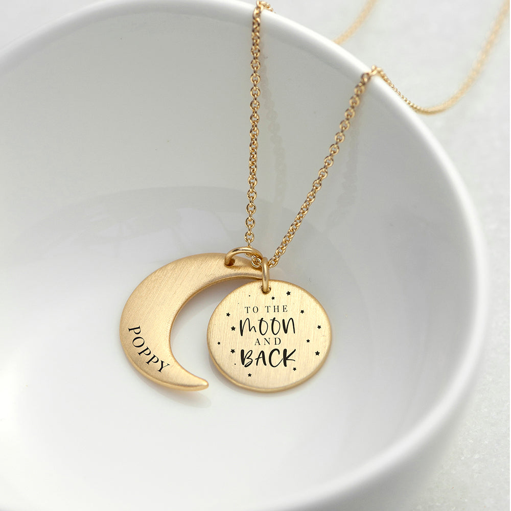 Personalised Moon & Back Necklace: 1 - Necklaces By Gift Moments