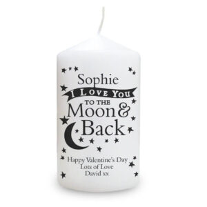 Personalised To the Moon and Back... Pillar Candle: 2 - Candles By Gift Moments