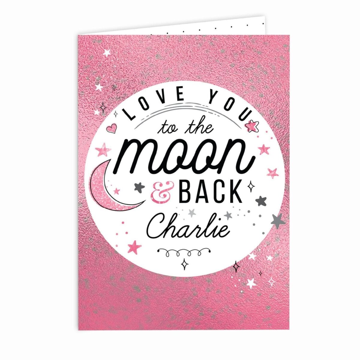 Personalised To The Moon & Back Pink Card: 2 - Greeting Cards By Gift Moments