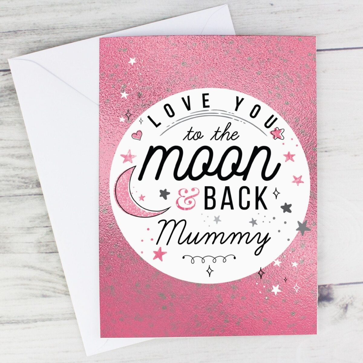Personalised To The Moon & Back Pink Card: 1 - Greeting Cards By Gift Moments