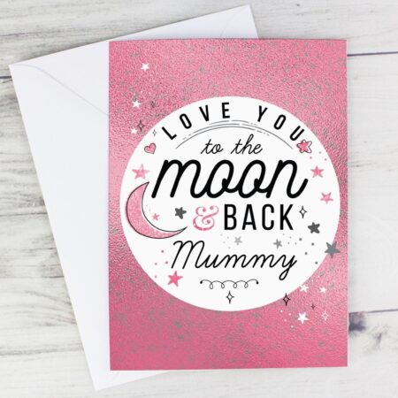 Personalised To The Moon & Back Pink Card: 1 - Greeting Cards By Gift Moments