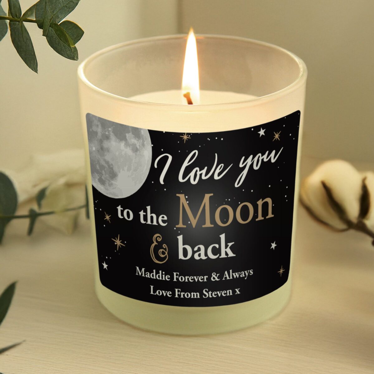Personalised Moon & Back Scented Jar Candle: 2 - Candles By Gift Moments