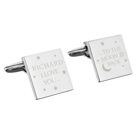 Personalised To the Moon and Back Square Cufflinks: 3 - Cufflinks & Tie Slides By Gift Moments