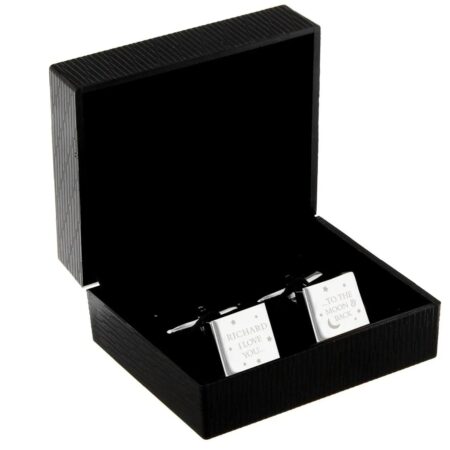 Personalised To the Moon and Back Square Cufflinks: 2 - Cufflinks & Tie Slides By Gift Moments