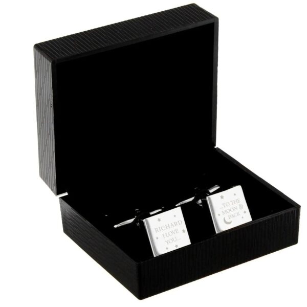 Personalised To the Moon and Back Square Cufflinks: 2 - Cufflinks & Tie Slides By Gift Moments