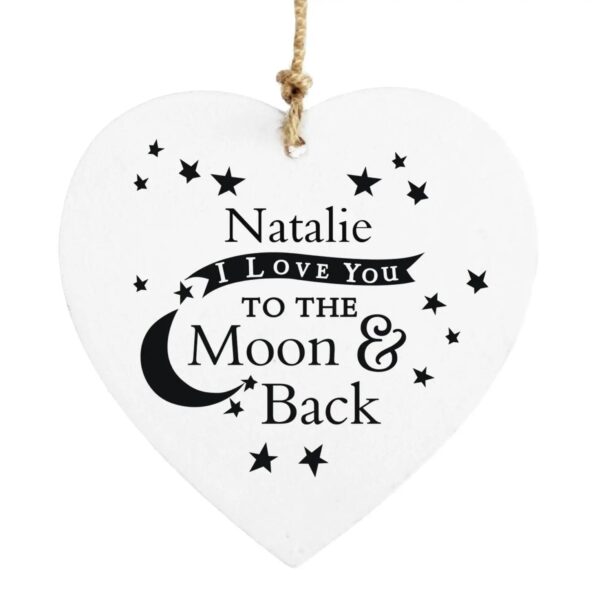 Personalised To the Moon and Back... Wooden Heart Decoration: 2 - Decorations By Gift Moments