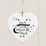 Personalised To the Moon and Back... Wooden Heart Decoration: 1 - Decorations By Gift Moments