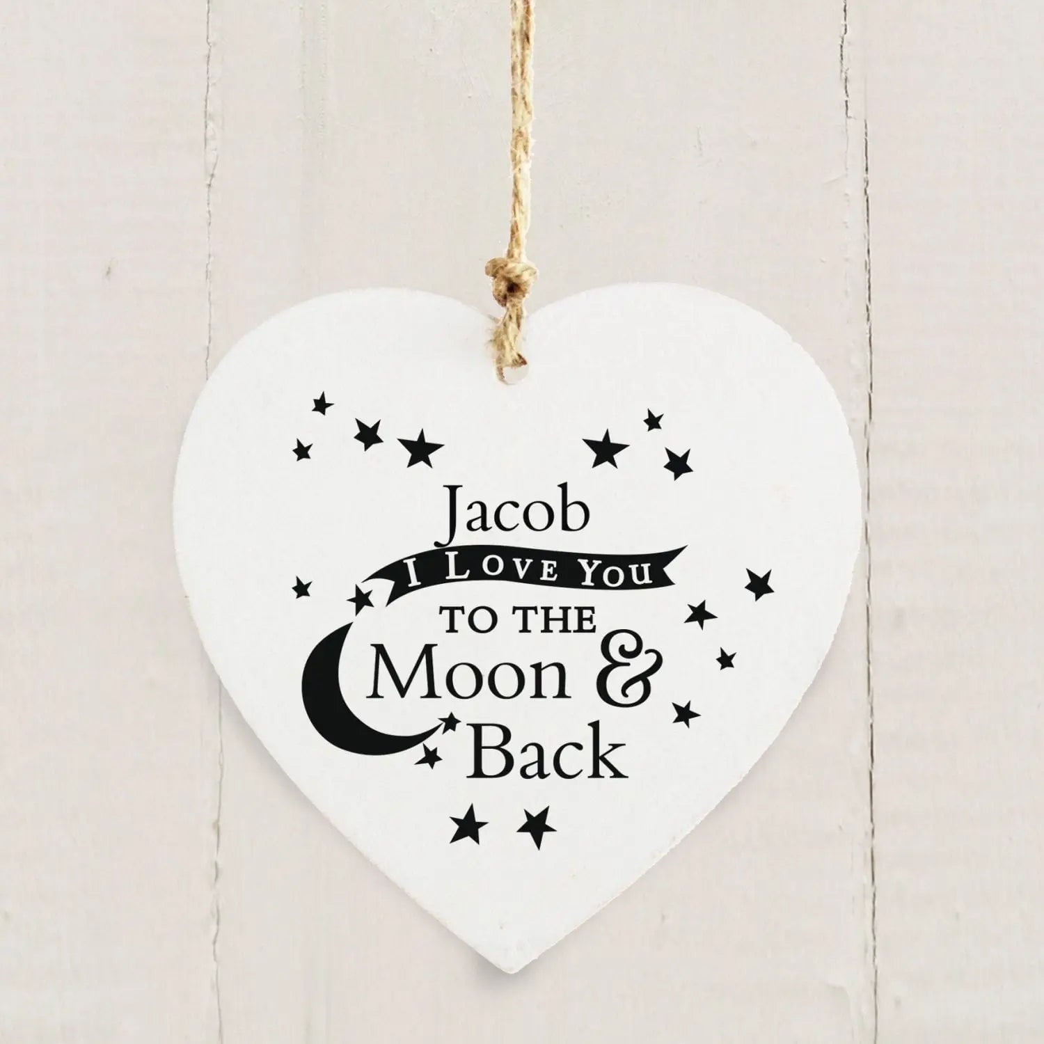 Personalised To the Moon and Back... Wooden Heart Decoration: 1 - Decorations By Gift Moments