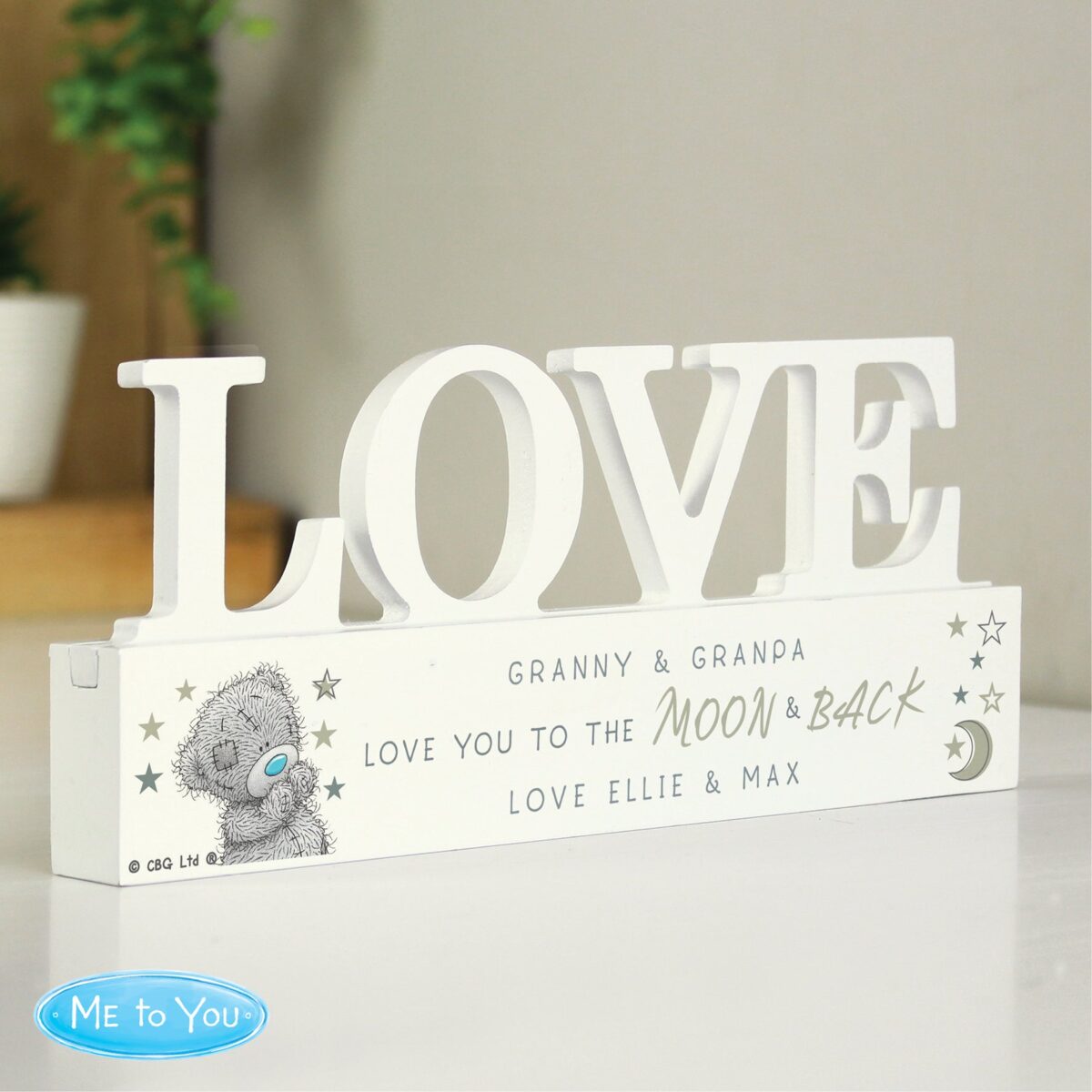 Personalised Me To You Moon and Back Wooden Love Ornament: 1 - Ornaments