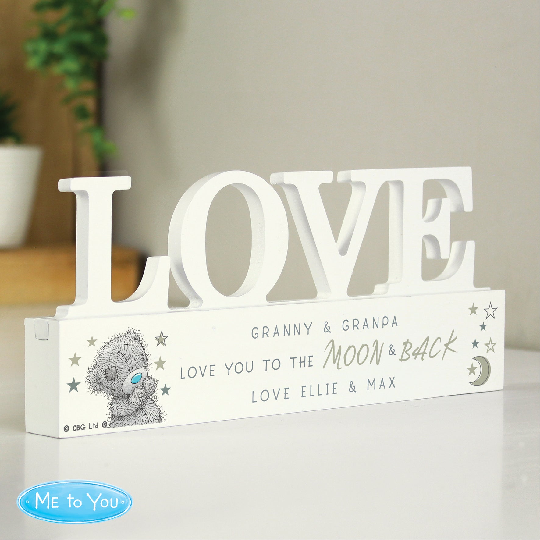 Personalised Me To You Moon and Back Wooden Love Ornament: 1 - Ornaments