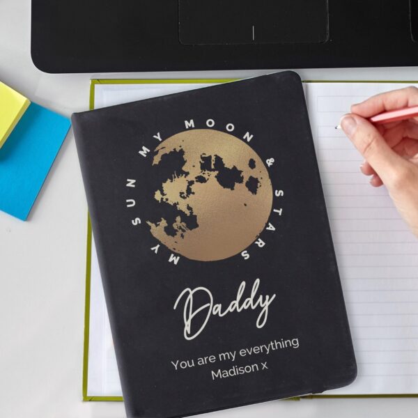 Personalised Moon & Stars Black Hardback Notebook: 1 - Notebooks By Gift Moments