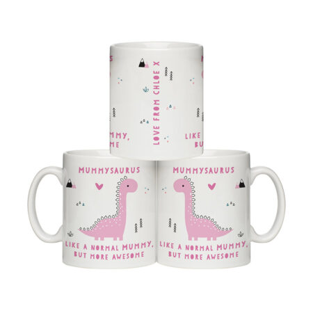 Personalised More Awesome Pink Dinosaur Mug: 3 - Mugs By Gift Moments