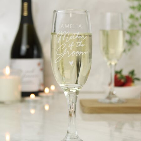 Personalised mother groom flute glass
