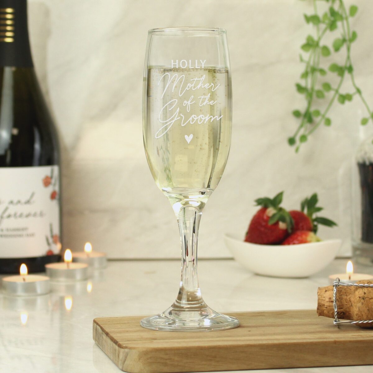 Personalised mother groom flute glass