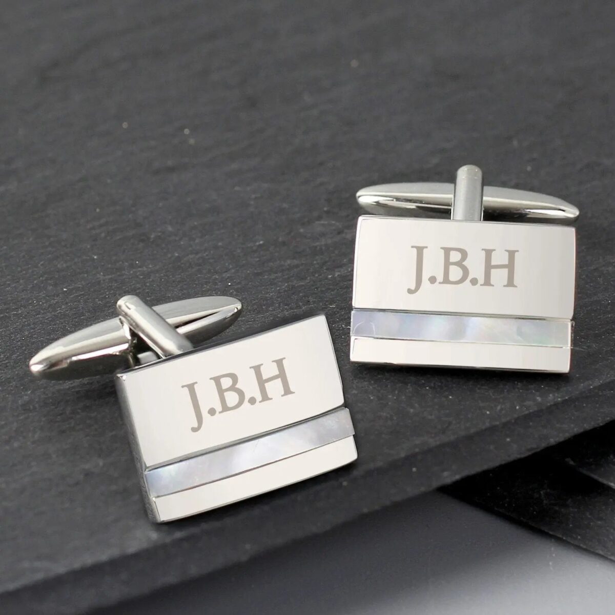 Personalised Mother of Pearl Cufflinks: 2 - Cufflinks & Tie Slides By Gift Moments