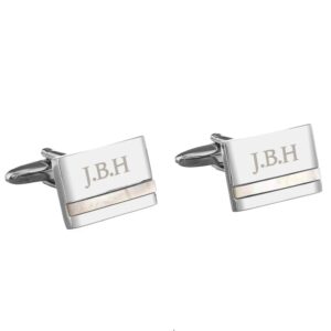 Personalised Mother of Pearl Cufflinks: 4 - Cufflinks & Tie Slides By Gift Moments