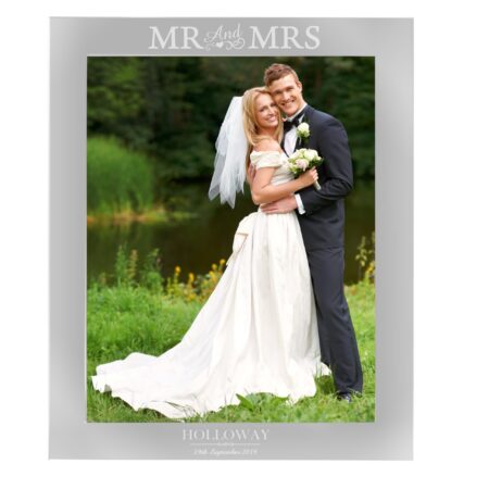 Personalised Mr & Mrs 10x8 Silver Photo Frame: 2 - Photo Frames By Gift Moments
