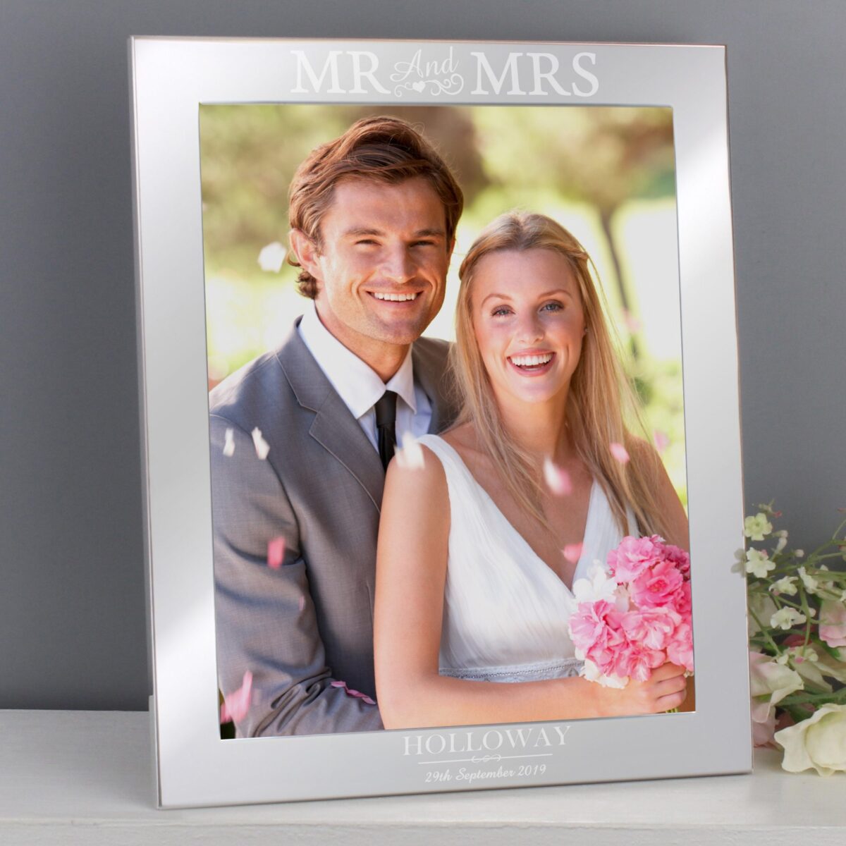Personalised Mr & Mrs 10x8 Silver Photo Frame: 5 - Photo Frames By Gift Moments