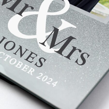 Personalised Mr & Mrs 4x4 Glitter Glass Photo Frame: 6 - Photo Frames By Gift Moments